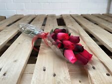 Dozen Bright Wooden Roses in a Choice of Colours, Everlasting Flower Bouquet