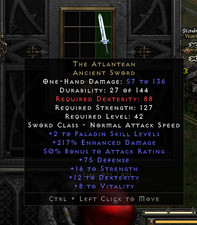 Diablo 2 Resurrected D2R Softcore PC - THE ATLANTEAN PALADIN SWORD