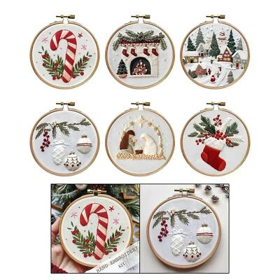 Weihnachtsstickerei-Starter-Set inkl. Garn und Rahmen, Bastelset für - Bild 1 von 2