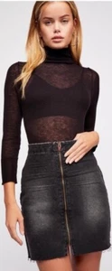 New One Teaspoon Anchor Vixen High Waist Skirt Womens 26 Zipper Front Black - Picture 1 of 4