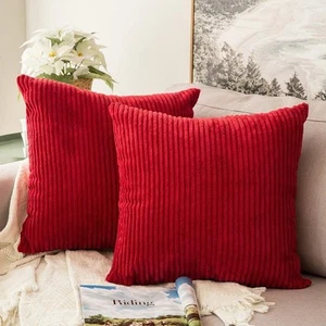 Pack of 2 Corduroy Soft Soild Decorative Square Throw Pillow Covers Set Cushi... - Picture 1 of 6