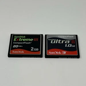 SanDisk Extreme III 2GB 20MB/s CF Compact Flash Card & Ultra II 1 GB Memory Card - Picture 1 of 4