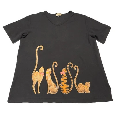 Camiseta TEDDI Mujer Manga Corta Gatos Felino Talla Grande Bordada Animal Foto 1 de 4