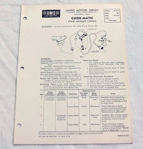 1961 Buick LeSabre Invicta Original GM Guide-Matic Service/Repair Info 61 NOS - Picture 1 of 5