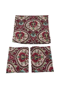 Pottery Barn Full Queen DUVET COVER + 2 SHAMS Red 90 x 86 Floral Medallion - Picture 1 of 9