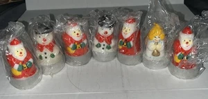 Candele Tea Light 7-VTG Natale Pupazzo di Neve e Albero Miniatura Alto 2 1/2” NOS - Foto 1 di 5