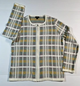 Women's Ann Taylor Factory Patterned Zip Cardigan LP Petite 100 % Cotton - Picture 1 of 11