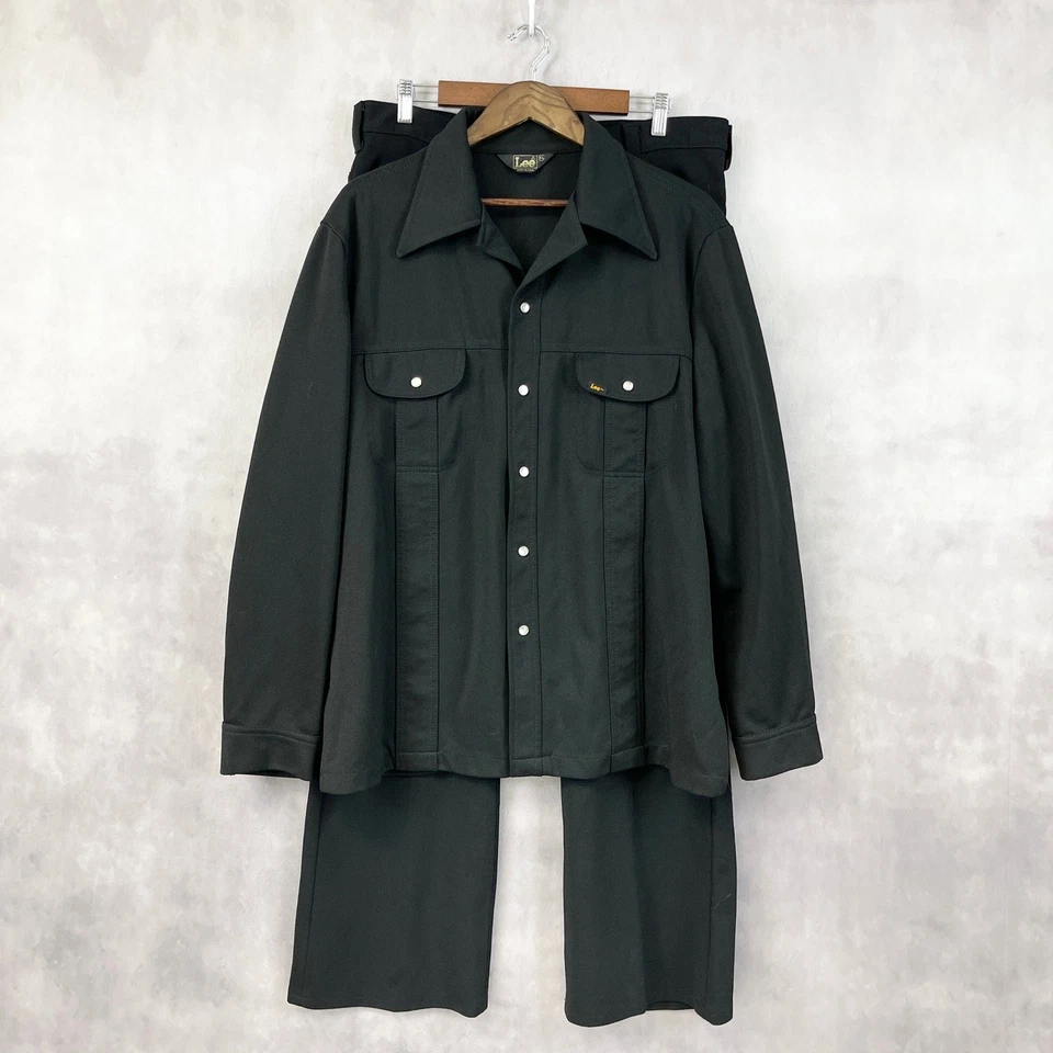 VTG 70s Lee Mens 2PC Leisure Suit XL Disco Western Pearl Snap Heritage Hipster - Image 1 of 4