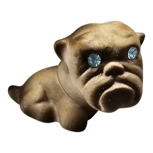 Vintage MCM Roselane Sparkler Eyes Bulldog Dog Figurine California Pottery 2.75" - Picture 1 of 8
