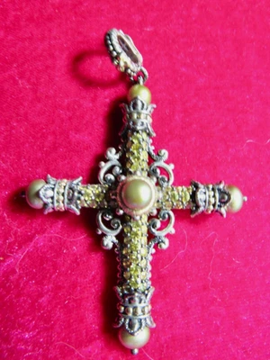 Cruz Barbara Bixby Perla Cultivada Dorada y Citrino Foto 1 de 4