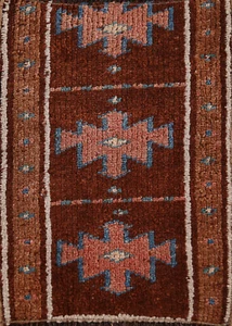 Geometric Anatolian Oriental Accent Rug Tribal Turkish Hand-made Foyer Rug 1x2 - Picture 1 of 12