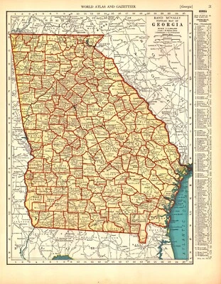 "GEORGIA-IDAHO" Antique original state map 1936 - Image 1 of 2