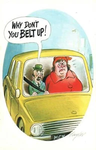 COMIC BAMFORTH SCARED HUSBAND SAYS WHY DON'T YOU BELT UP POSTCARD NEW - Bild 1 von 2