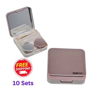 10 Sets of 5 Pcs Light Rose Contact Lens Travel Kit Handy Set Holder With Mirror - Picture 1 of 10
