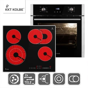 Autarkes Herdset: 60cm Einbaubackofen  + 59cm Kochfeld  Grill Umluft Heißluft - Bild 1 von 11