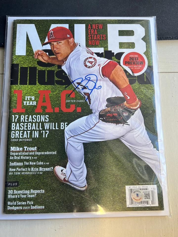 Mike trout Autographed Sports Illustrated MLB Mag (Beckett) - Image 1 of 3