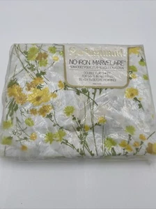 Foglio piatto vintage Springmaid taglia intera fiori gialli made in USA NUOVO NOS - Foto 1 di 7