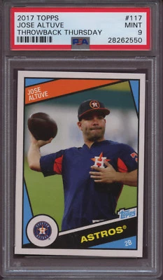 2017 Topps Throwback Thursday 117 Jose Altuve PSA 9 Mint - Image 1 of 4