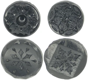 C1890s Antique Victorian Black Glass Star Burst Starburst Snowflake Button LOT 4 - Picture 1 of 13