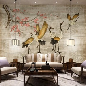 Fotomural no tejido mural murales estilo con grullas motivos primavera 11250 - Imagen 1 de 4