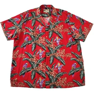 VTG Paradise Found Hawaiian Shirt Mens 2XL Parrots Magnum PI Jungle Tom Selleck - Picture 1 of 9