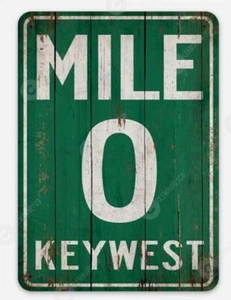 Key West Mile 0 MAGNET - Atlantic Ocean Florida Vinyl Rusted Sign - Picture 1 of 1