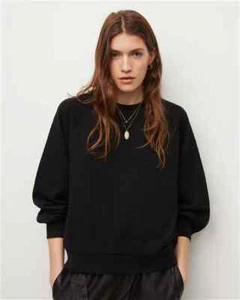 All Saints Womens Racer Back Sweatshirt Cygni Black Crew Neck Sweater Jumper Top - Picture 1 of 5