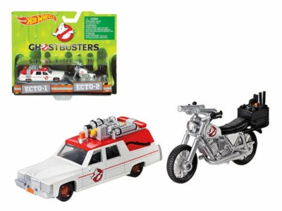 HOTWHEELS 1:64 "GHOSTBUSTERS" (2016) ECTO-1 CAR & 1:50 ECTO-2 BIKE DIECAST DRW73 - Image 1 of 4