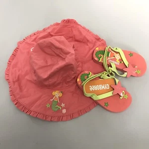 NUEVO CON ETIQUETAS GYMBOREE Coral Arrecife Sandalias Sombrero 0-12 Zapatos Bebé Niñas Talla 5/6 Conjunto Sirena - Imagen 1 de 2