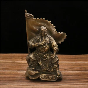 Adorno de mesa Guan Yu de cobre chino antiguo de 5" adorno para el hogar  - Imagen 1 de 2