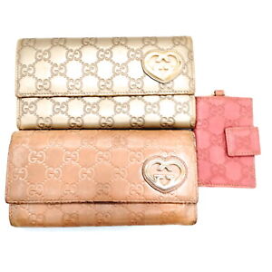 Gucci Card Case  Card Case Long Wallet 3 set Pinks Leather 2750055
