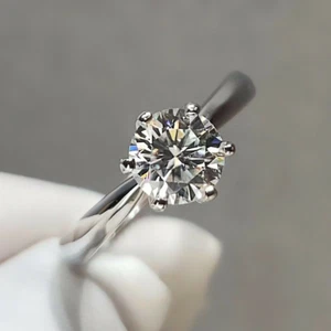 2 Ct Round Cut Lab Created Moissanite Engagement Ring In 14K White Gold plated - Picture 1 of 5