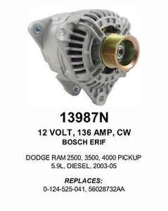 Alternator For Dodge Ram 2500 3500 5.9L 359CI L6 Diesel 2003-2005 56028732AA - Bild 1 von 5
