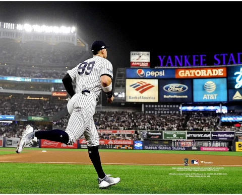 Aaron Judge New York Yankees Unsigned Taking the Field vs. Boston Cover
