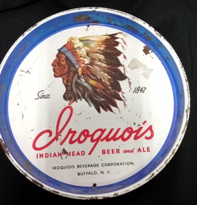 Rare Vintage Iroquois Indian Head Beer and Ale Metal Tray 12" - Picture 1 of 7