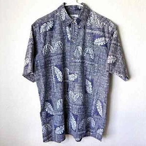 Camisa Reyn Spooner Aloha Hojas Tropicales Hawaiana Azul Blanco - Imagen 1 de 5