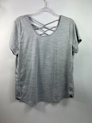 Top RBX Live Life Active para mujer talla XL gris celosía trabajo espalda manga corta Foto 1 de 4