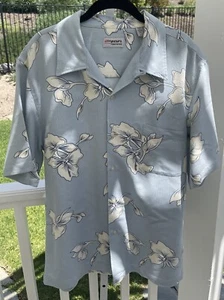 Vintage Rip Curl Mens Hawaiian Shirt Blue Button Up Short Sleeve - Large - Picture 1 of 6