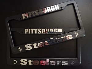 Set of 2 - Pittsburgh Steelers Black Plastic License Plate Frames Car Parts - Picture 1 of 8