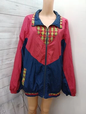 Vtg Outbrook Windbreaker Track Jacket Red Blue Womens Sz 40 Full Zip - Image 1 of 4