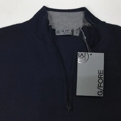 G Fore G/FORE Men Golf Dunes Slim Fit Merino 100% Wool 1/2 Zip Vest L Navy New - Image 1 of 4