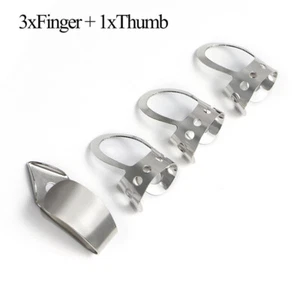 4pcs Adjustable Stainless Steel Fingerpicks Acoustic Guitar Banjo Pick Plectrum- - Picture 1 of 9