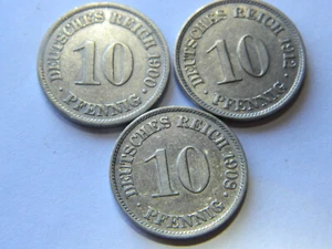 1900 - 1908 - 1912/ 10 Pfennig A/A/J - Wilhelm II - Germany - KM12 - N1915 - Picture 1 of 8