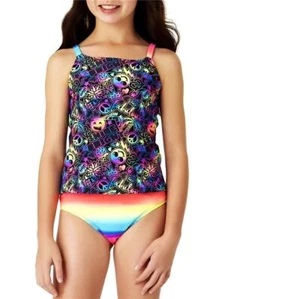 Girls Wonder Nation Emoji Graffiti Tankini Swimsuit Size XS 4/5 NWT - Picture 1 of 1