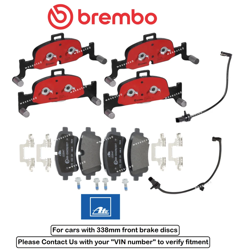 Front & Rear Brake Pad OES Ceramic +Sensor for Audi A5 Sportback (338mm) - Image 1 of 1