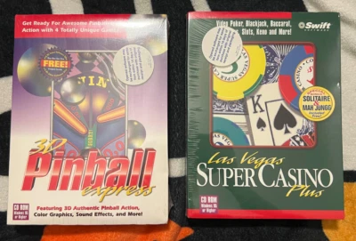 3D Pinball Express + Las Vegas Super Casino Plus PC BIG BOX GAMEs WIN 95 NIB NEW - Image 1 of 4