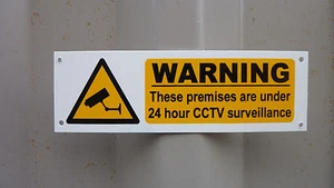 WARNING 24 HOUR CCTV sign or self-adhesive sticker 150mm x 50mm camera security - Picture 1 of 2