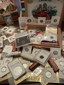ESTATE SALE SILVER & GOLD LOT!  Coins, Bars, Rounds, Rolls, Slabs & Bills!   - Picture 1 of 14