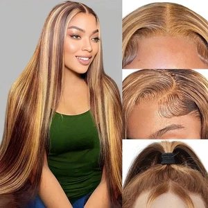 Ombre Lace Front Wig Human Hair Highlight 13X6 Straight Lace Front Wigs Human... - Picture 1 of 6