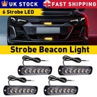 4PCS 6 LED Amber Recovery Strobe Marker Light Flashing Light Bar Beacon Car 12V